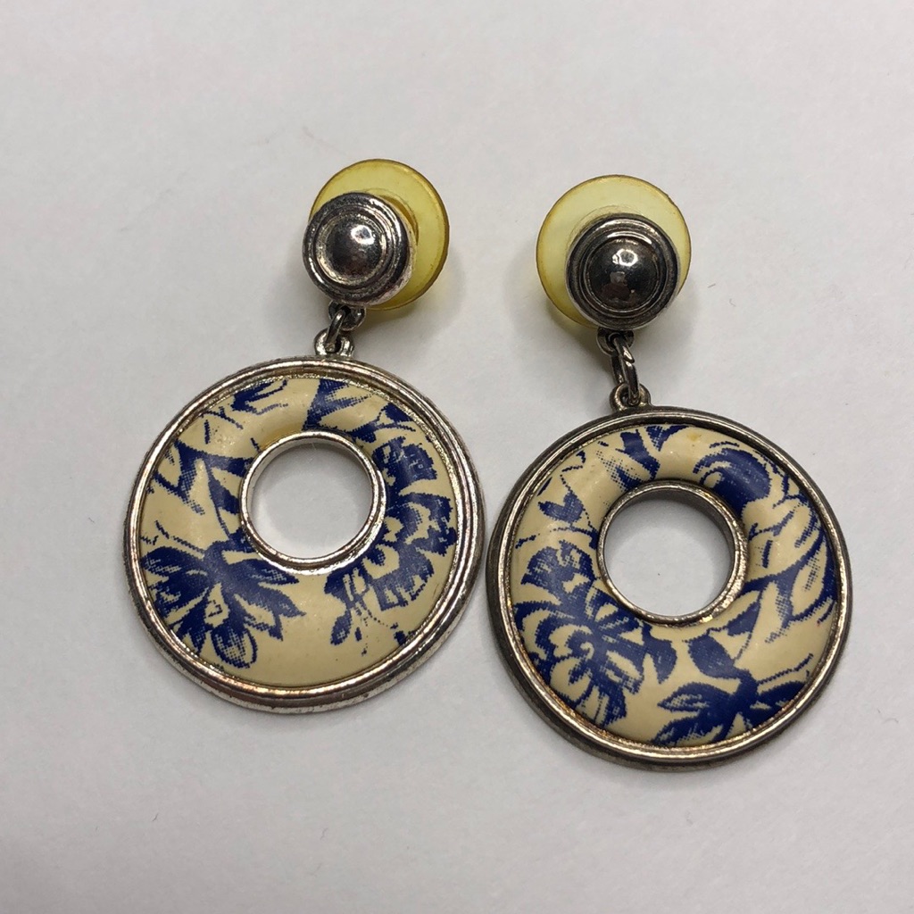 Vintage Berebi Blue Beige Dangle Earrings 35$